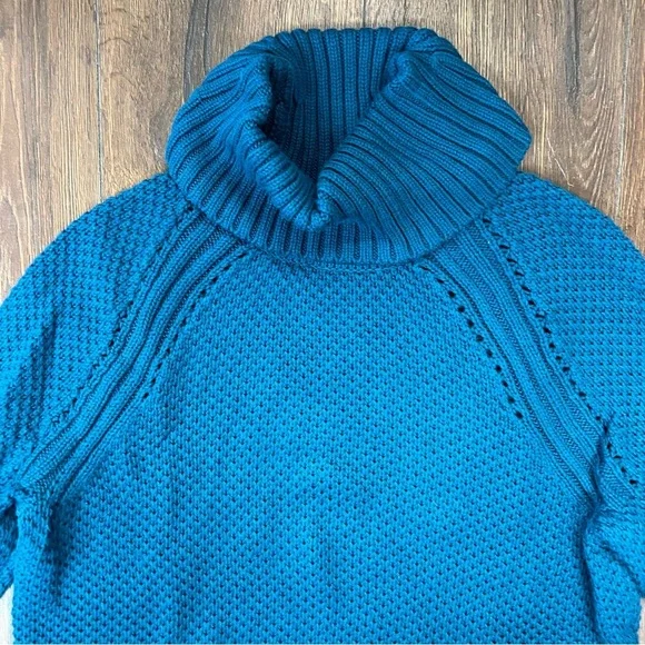 Talbots teal turtleneck sweater SZ LG - Picture 2 of 5